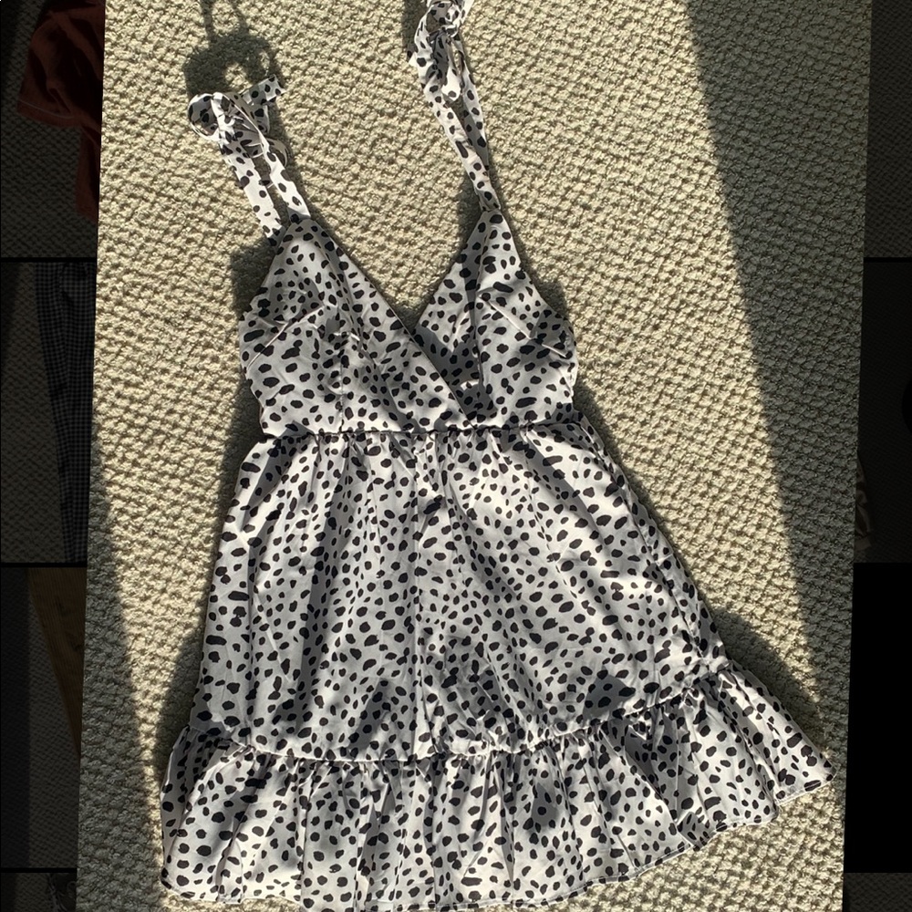 self tie strap flowy polka dot summer dress